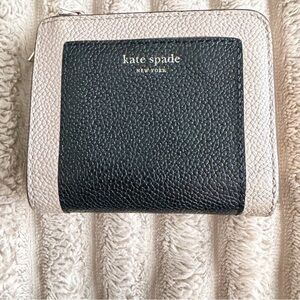 kate spade Black and Light Pink Zip-Around Leather Wallet